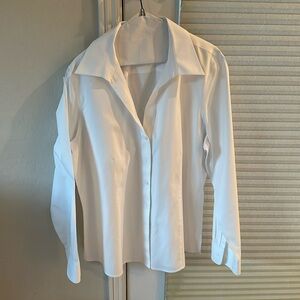 Foxcroft Fitted White Button-down Shirt 18